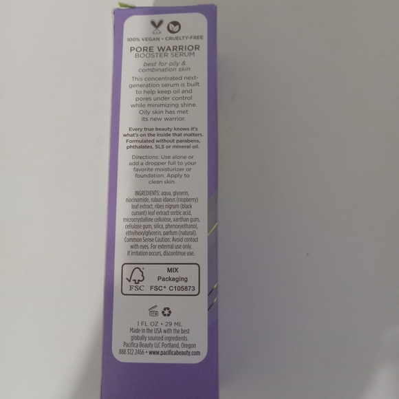 Pacifica Beauty Pore Warrior Booster Berry Extract Niacinamide 100% Vegan Serum - Picture 3 of 4